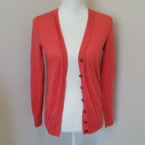 LOFT Vibrant Coral Cardigan Sweater